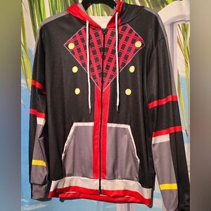 The hoodie in the image is a Kingdom Hearts III Sora cosplay hoodie.(Runs Small)